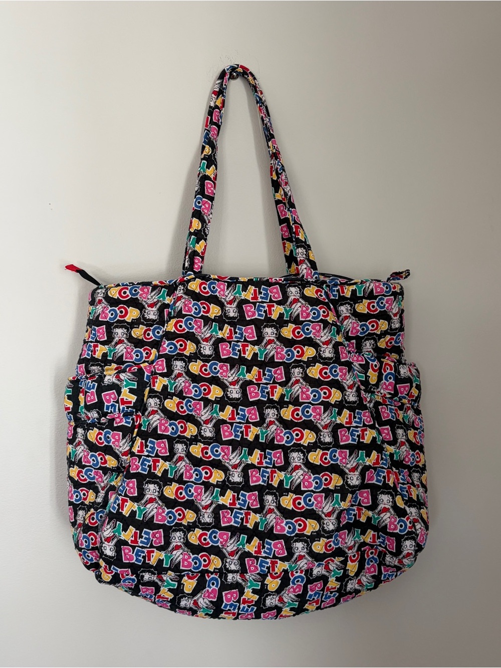 betty boop large graphic tote bag | large soft zip shoulder bag